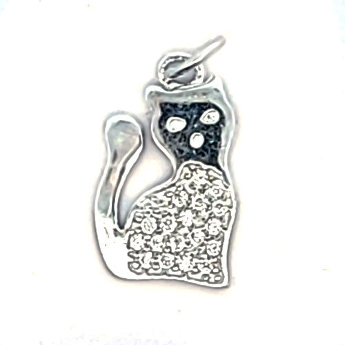 Katzen - Anhänger, silber rhodiniert mit Zirkonia  - 1
