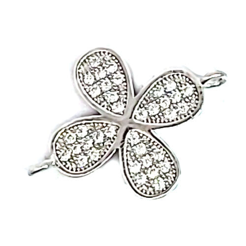 Kleeblatt Silberelement rhodiniert mit Zirkonia  - 1