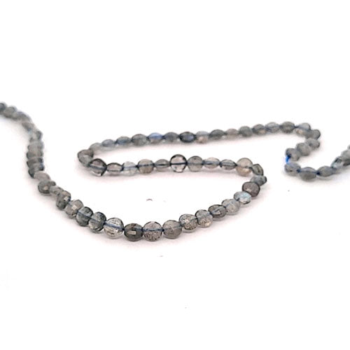 Labradorite, round disc strand 4 mm faceted
