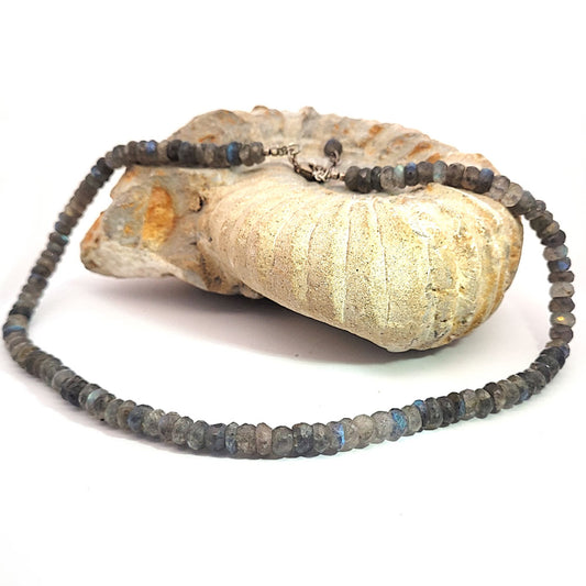 Labradorit Kette Button 7 mm facettiert