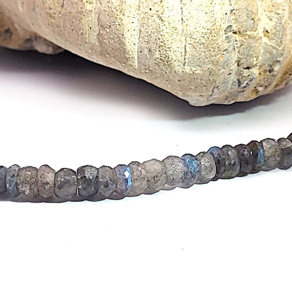 Labradorite necklace button 7 mm faceted