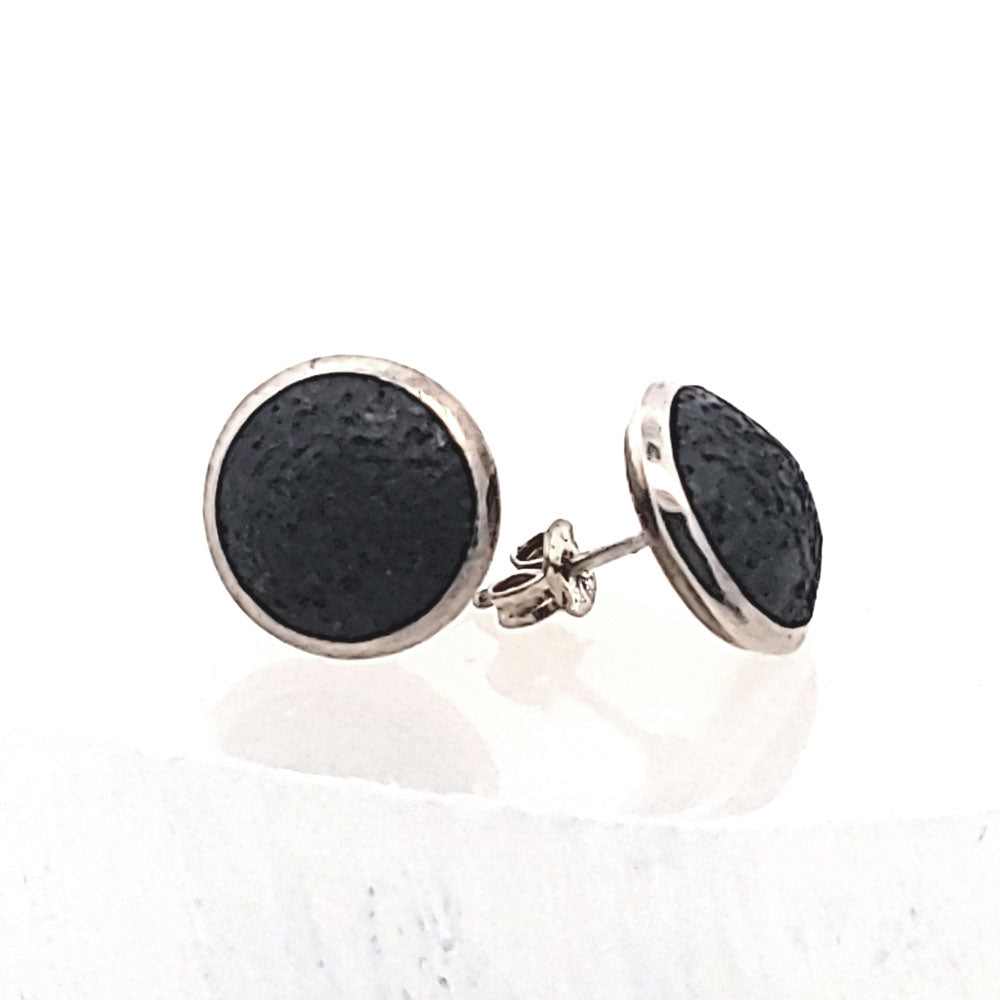 Lava schwarz Ohrstecker, silber