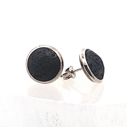Lava schwarz Ohrstecker, silber