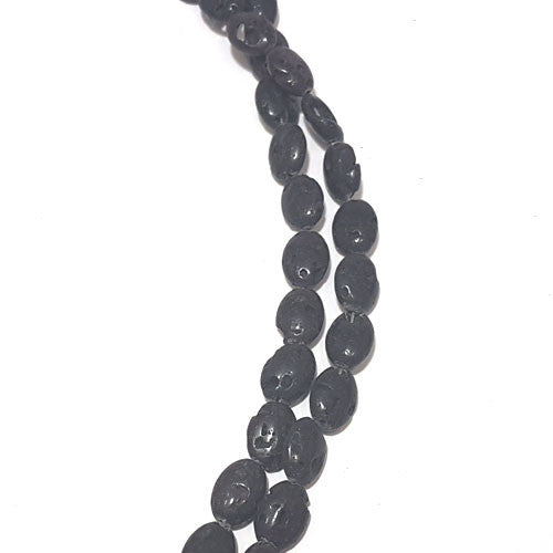 Lava schwarz, oval flach 10 x14mm  - 1