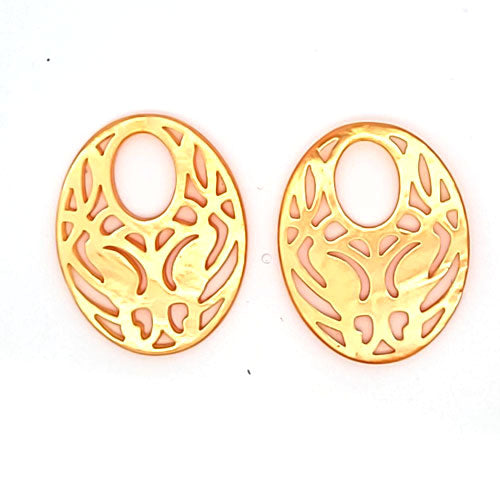 Mother of Pearl Oval "Agogo" Earrings, light orange