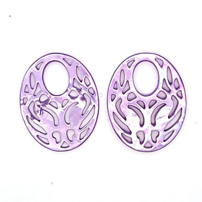 Mother of Pearl Oval "Agogo" Earrings, purple