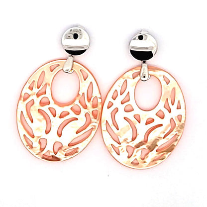 Mother of Pearl Oval "Agogo" Earring Pendant, peach