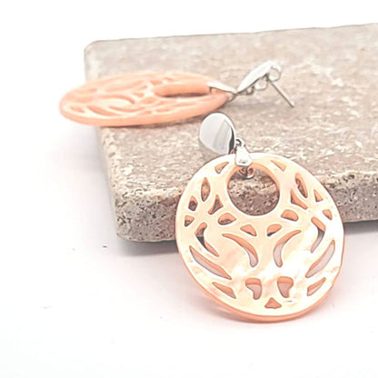 Mother of Pearl Oval "Agogo" Earring Pendant, peach