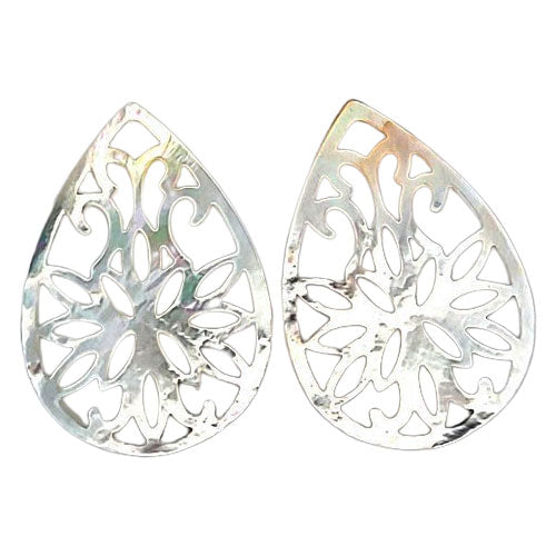 Ear pendant mother of pearl drops large, green