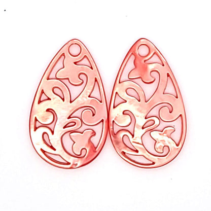 Ear pendant mother of pearl drops, pink