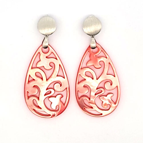 Ear pendant mother of pearl drops, pink