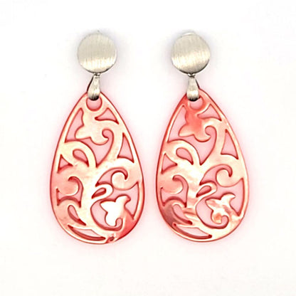 Ear pendant mother of pearl drops, pink