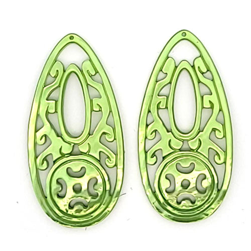 Ear pendant mother of pearl drop long, light green