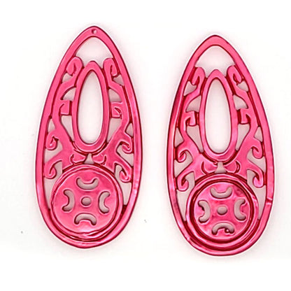 Mother of Pearl Drop Earrings Long, Pink