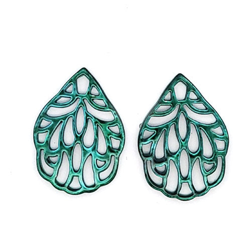 Ear pendant mother of pearl leaf small, black