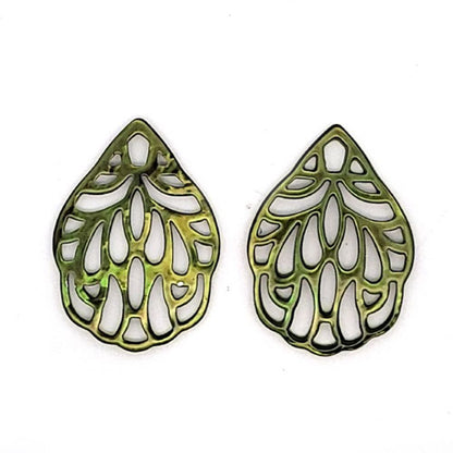 Ear pendant mother of pearl leaf small, black