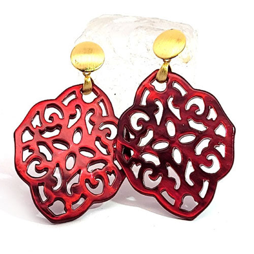 Ohrpendler Perlmutt Ornamental, burgunderrot