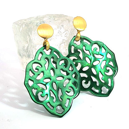 Ohrpendler Perlmutt Ornamental, grün