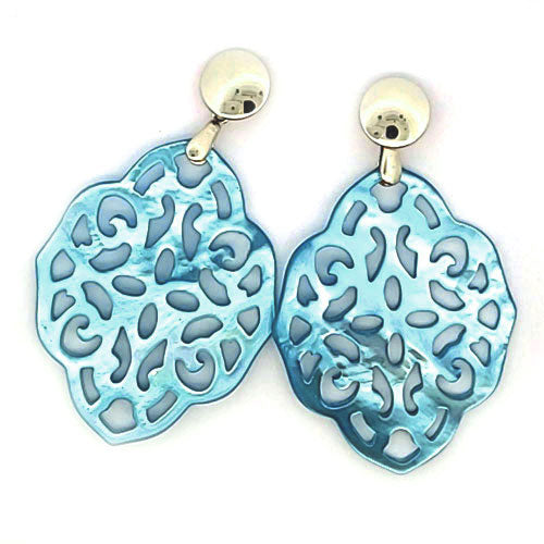 Ohrpendler Perlmutt Ornamental, türkis