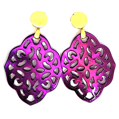 Ohrpendler Perlmutt Ornamental, purple