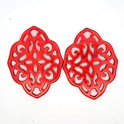 Mother of Pearl Ornamental Earrings, red