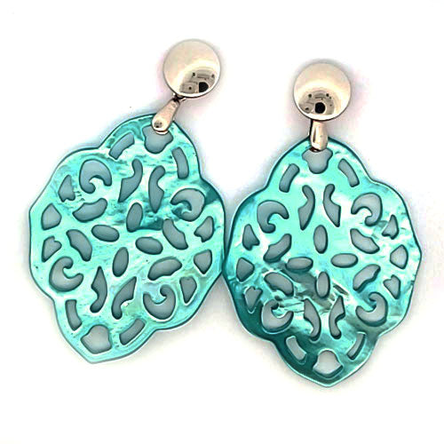 Ear pendant mother of pearl ornamental, turquoise