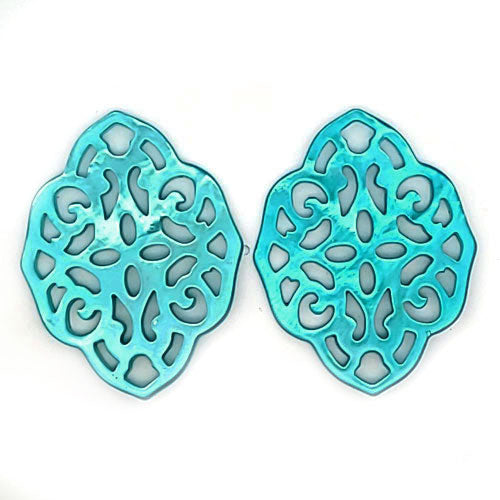 Ohrpendler Perlmutt Ornamental, türkis