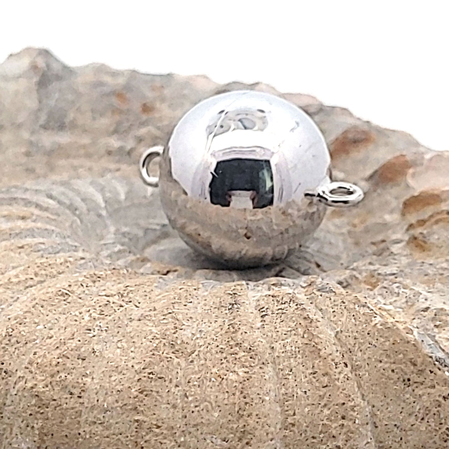 Magnet-Kugelschließe 20 mm, Silber rhodiniert