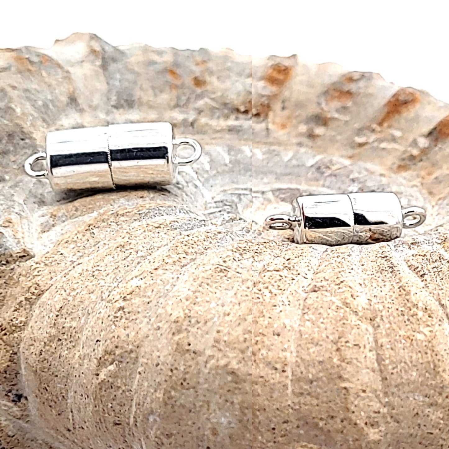 Magnetic cylinder clasp 7 and 8 mm, silver