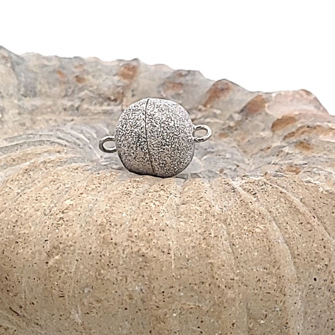 Magnet-Kugelschließe 14 mm, Silber rhodiniert diamantiert