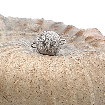 Magnet-Kugelschließe 14 mm, Silber rhodiniert diamantiert