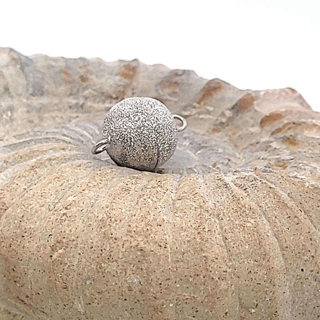 Magnet-Kugelschließe 14 mm, Silber rhodiniert diamantiert