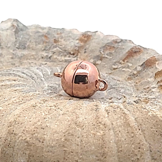 Magnetic ball clasp 12 mm, rose gold-plated silver