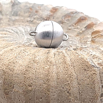 Magnet-Kugelschließe 12 mm, Silber rhodiniert matt