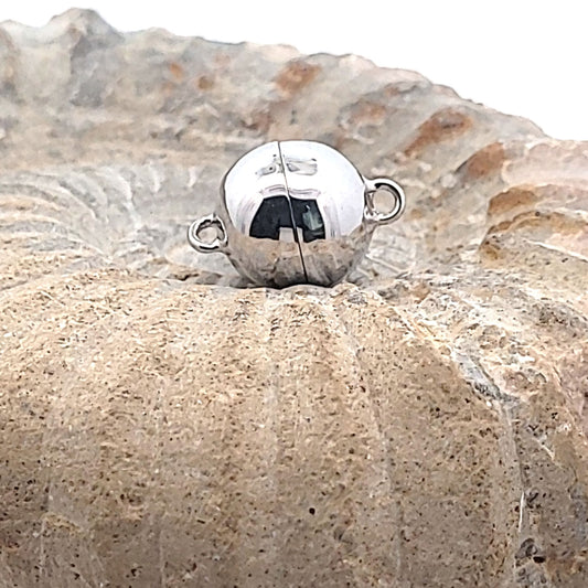 Magnet-Kugelschließe 12 mm, Silber rhodiniert
