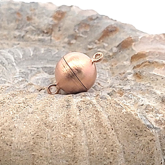 Magnetic ball clasp 12 mm, silver rose gold plated matte
