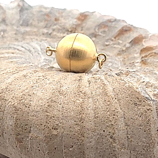 Magnet-Kugelschließe 14 mm, Silber vergoldet matt