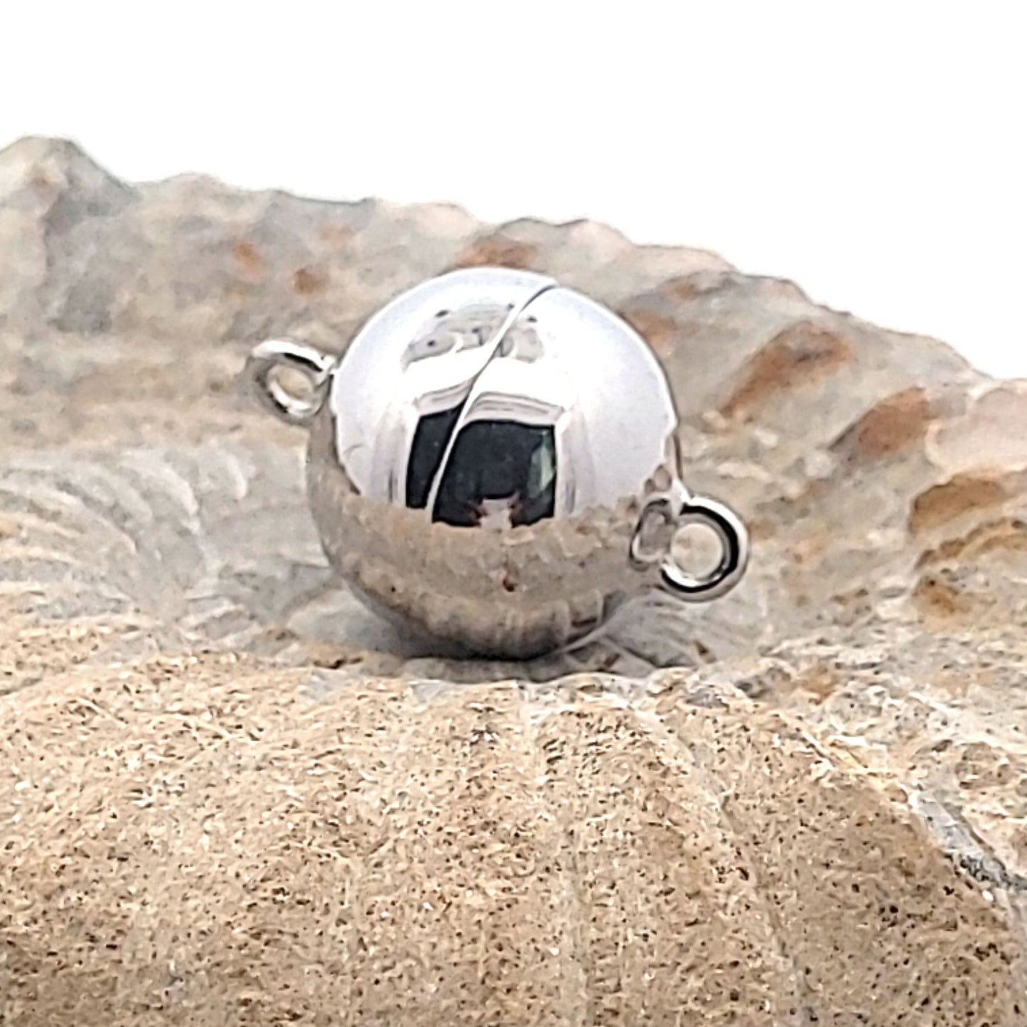 Magnet-Kugelschließe 18 mm, Silber rhodiniert