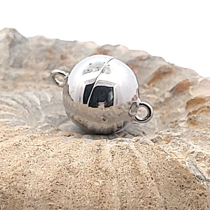 Magnet-Kugelschließe 18 mm, Silber rhodiniert