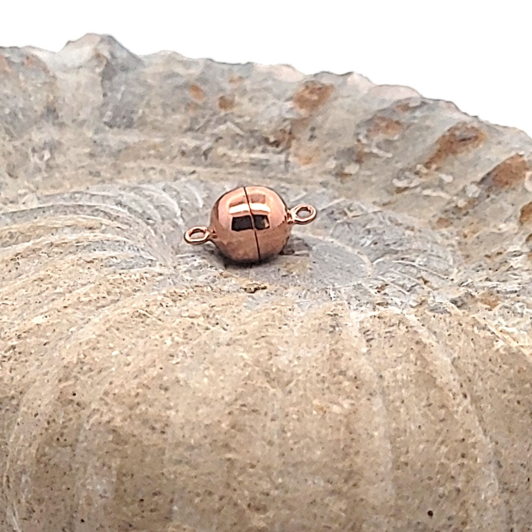 Magnet-Kugelschließe 8 mm, Silber rosé vergoldet