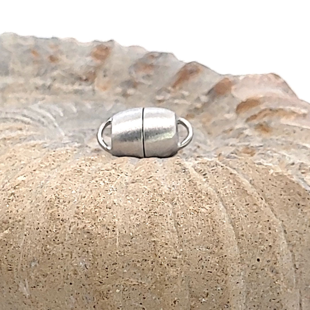 Magnetschließe Barrel 10 mm, Silber rhodiniert matt