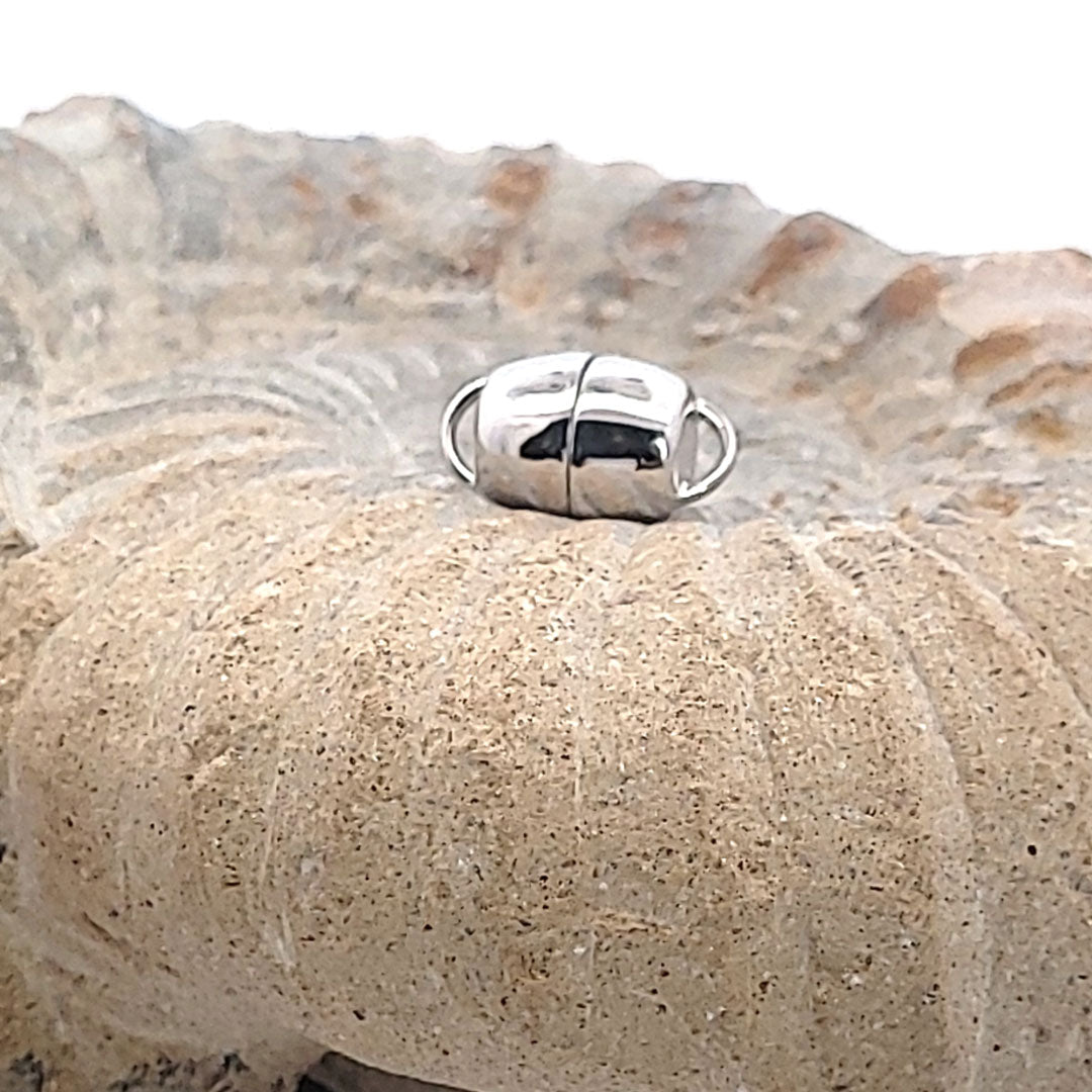 Chiusura magnetica, barilotto 10 mm, argento rodiato