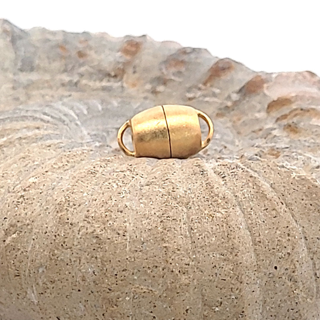 Magnetic clasp, barrel 10 mm, silver gold-plated matte