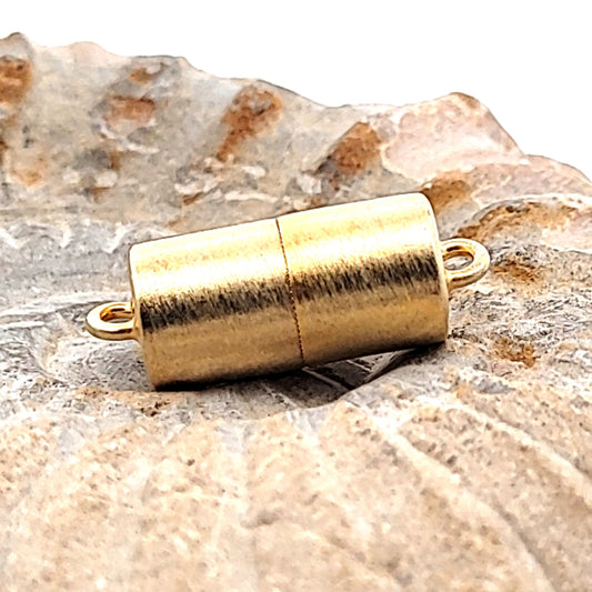 Magnetic cylinder clasp 10 mm, silver gold plated matte