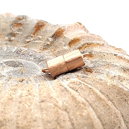 Magnetic cylinder clasp 6 mm, rose gold plated silver matte