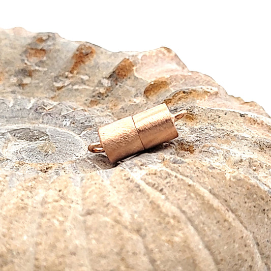 Magnetic cylinder clasp 6 mm, rose gold plated silver matte