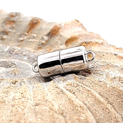 Magnetic cylinder clasp 7 and 8 mm, silver