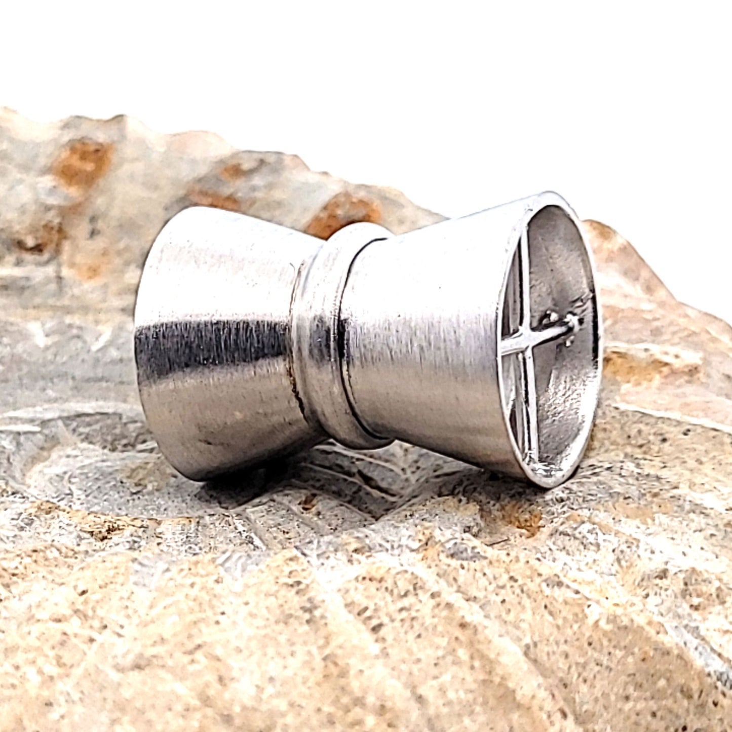 Magnetschließe Diabolo groß, Silber rhodiniert matt