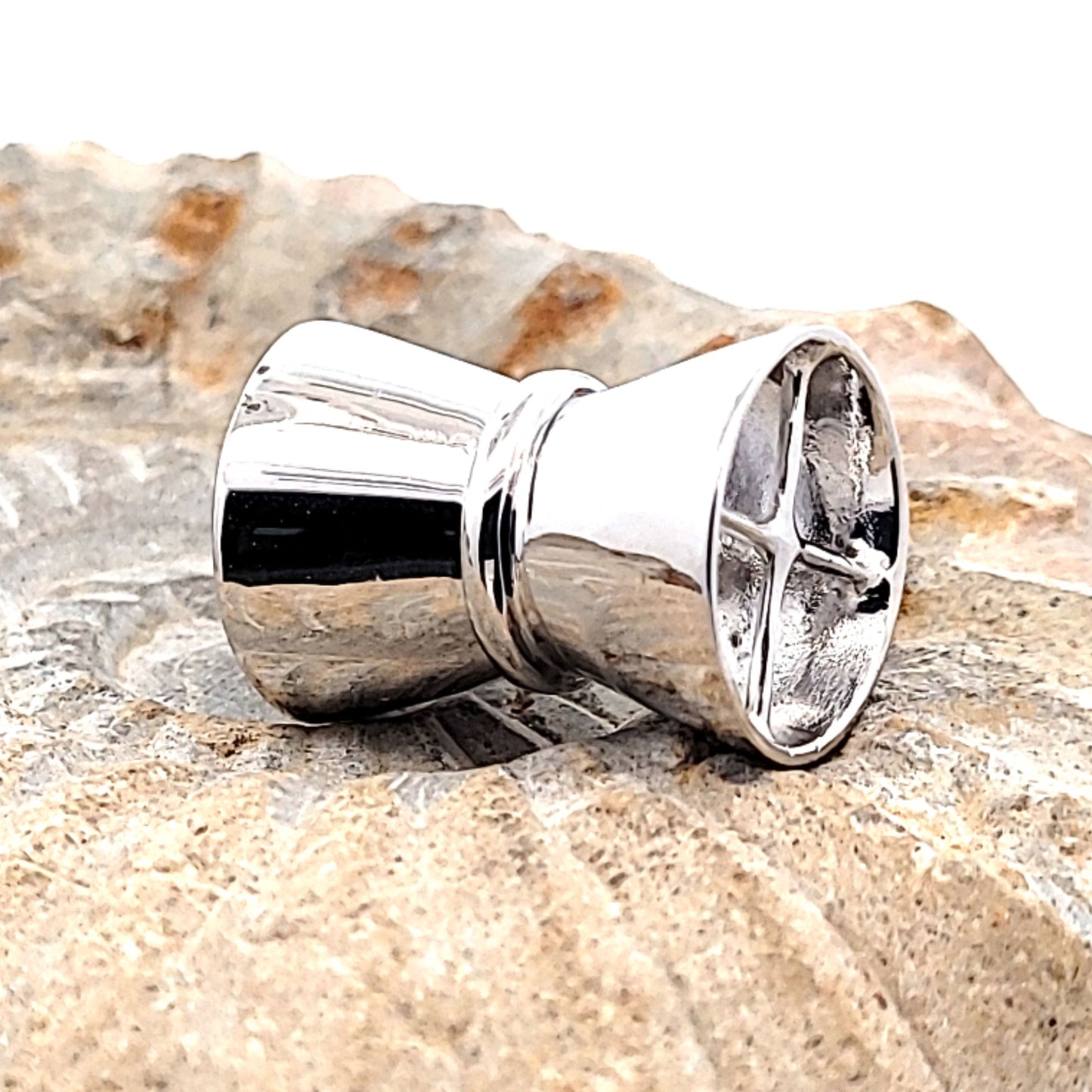 Magnetschließe Diabolo groß, Silber rhodiniert