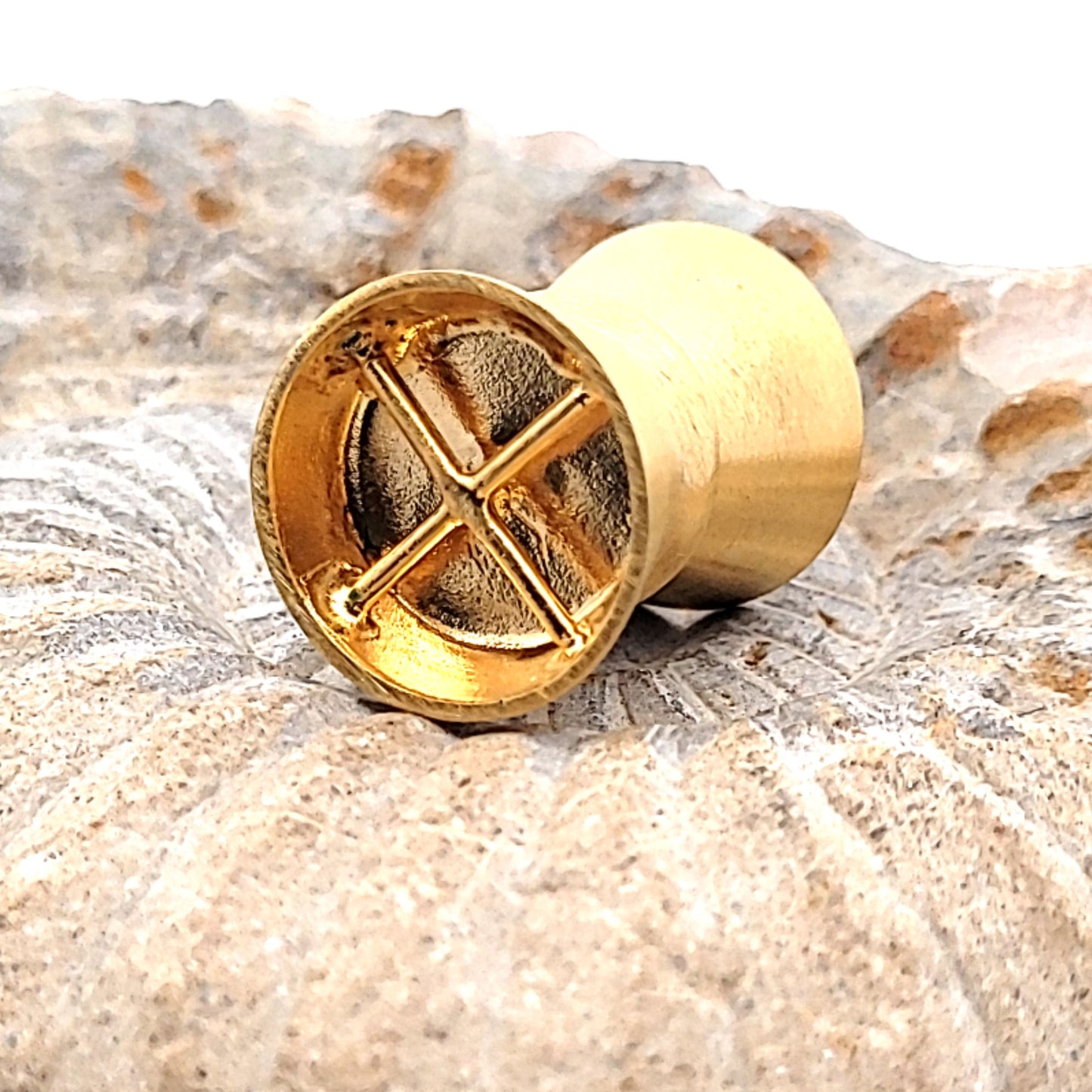 Magnetschließe Diabolo groß, Silber vergoldet matt